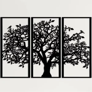3Pcs Metal Wall Decor – Tree of Life Iron Art.