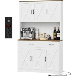 White 71 Tall Kitchen Pantry Cabinet with Storage Drawers