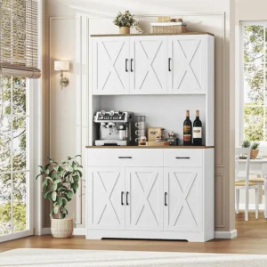 71"  Kitchen Pantry , Microwave Stand With Charging Station